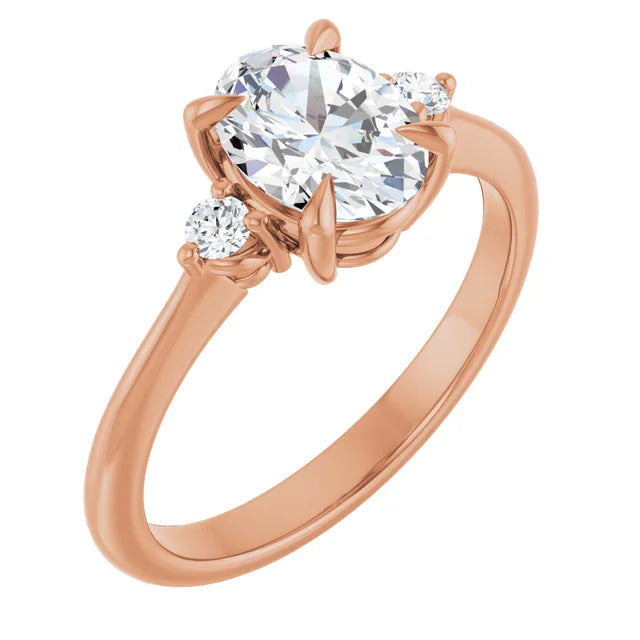 Oval Rose Gold Accent Engagement Ring