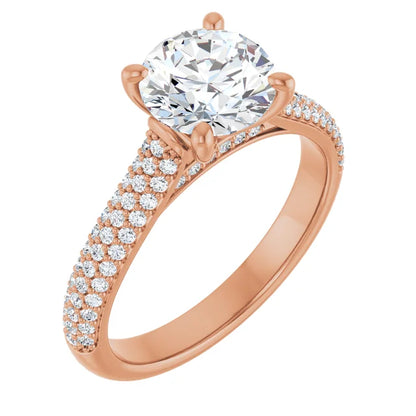 Round Brilliant Rose Gold Pave Lab Diamond Engagement Ring 