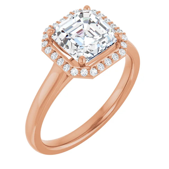 Asscher Halo Style Engagement Ring