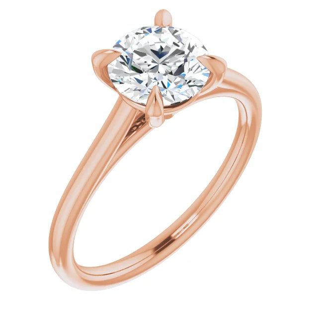 Round Brilliant Rose Gold Four Claw Solitaire Lab Diamond Engagement Ring 