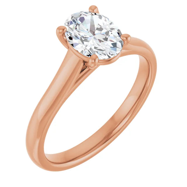 Four Claw Oval Solitaire Engagement Ring
