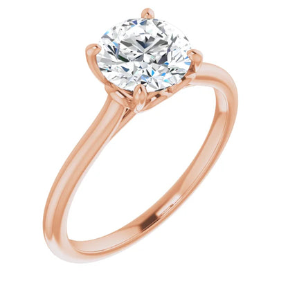 Round Brilliant Rose Gold Four Claw Solitaire Lab Diamond Engagement Ring 