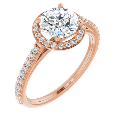 Round Brilliant Rose Gold Halo Lab Diamond Engagement Ring 