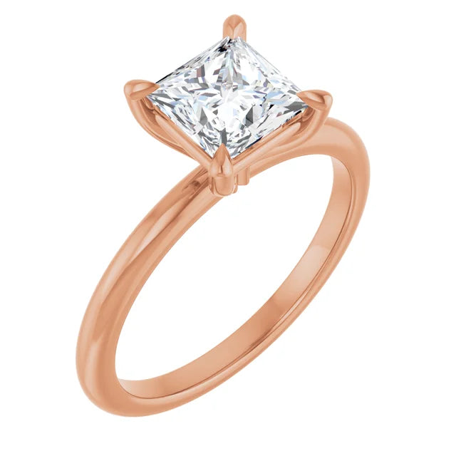 Princess Rose Gold Solitaire Engagement Ring