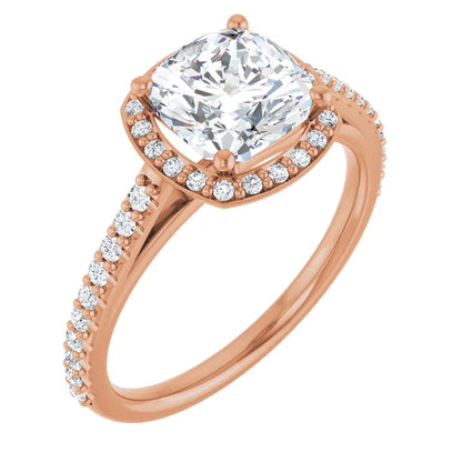 Cushion Rose Gold Halo Lab Diamond Engagement Ring 