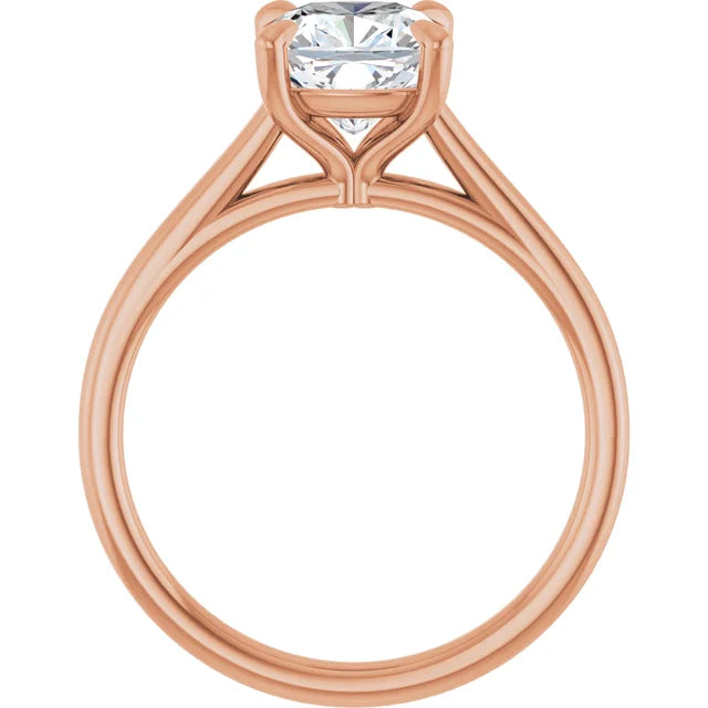 Cushion Rose Gold Four Claw Solitaire Lab Diamond Engagement Ring 