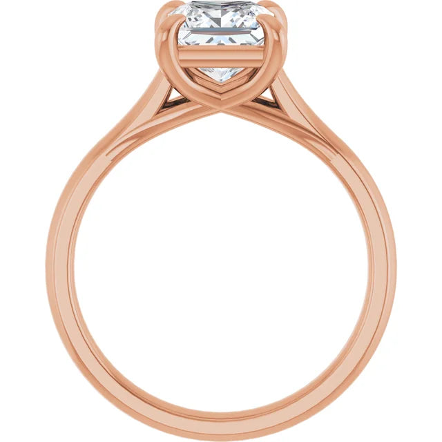 Four Claw Princess Rose Gold Solitaire Lab Diamond Engagement Ring