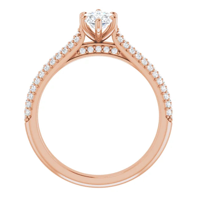Marquise Rose Gold Pave Lab Diamond Engagement Ring 