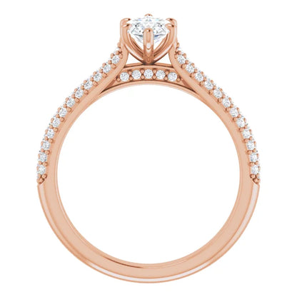 Marquise Rose Gold Pave Lab Diamond Engagement Ring 