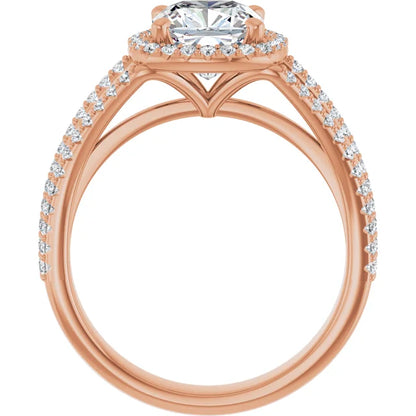 Cushion Rose Gold Halo Style Engagement Ring