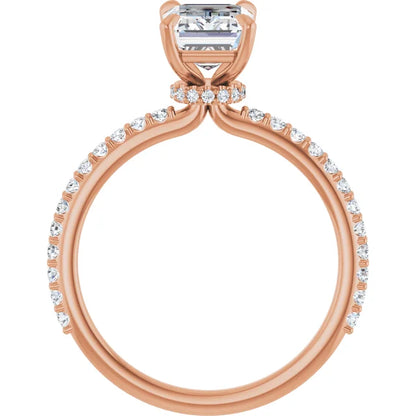Emerald Rose Gold Claw Set Style Engagement Ring 