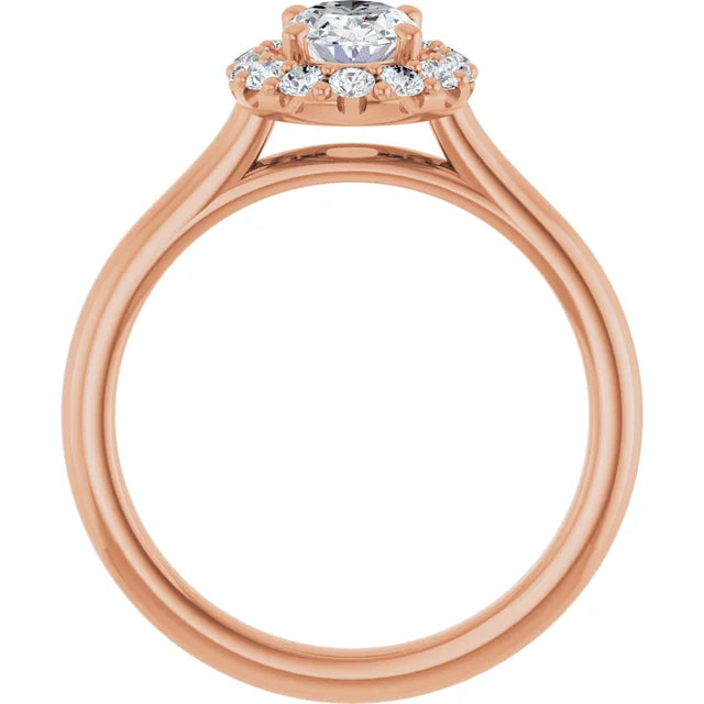 Oval Halo Solitaire Rose Gold Lab Diamond Engagement Ring 