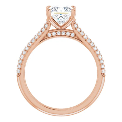 Princess Rose Gold Pave Lab Diamond Engagement Ring 