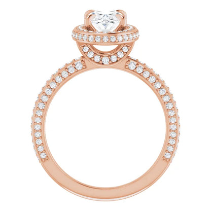 Oval Rose Gold Halo Pave Style Lab Diamond Engagement Ring 