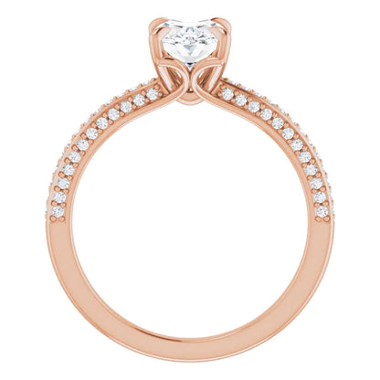 Oval Rose Gold Pave Lab Diamond Engagement Ring 