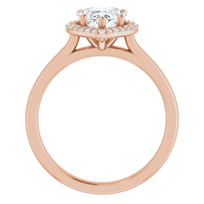 Heart Halo Solitaire Lab Diamond Engagement Ring Rose Gold. 
