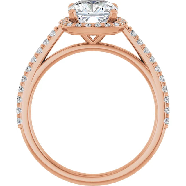 Cushion Rose Gold Halo Lab Diamond Engagement Ring 