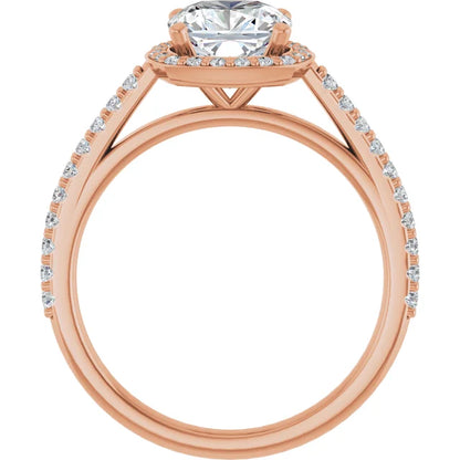 Cushion Rose Gold Halo Lab Diamond Engagement Ring 