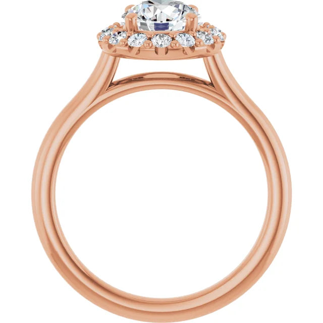 Round Brilliant Halo Solitaire Rose Gold Lab Diamond Engagement Ring 