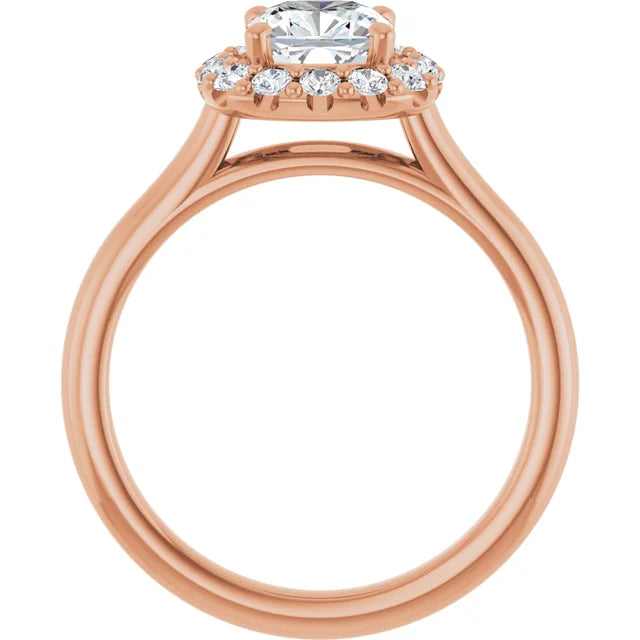 Cushion Halo Solitaire Rose Gold Lab Diamond Engagement Ring 