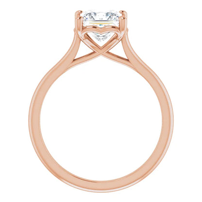Princess Rose Gold Four Claw Solitaire Lab Diamond Engagement Ring 