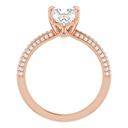 Princess Rose Gold Pave Lab Diamond Engagement Ring 