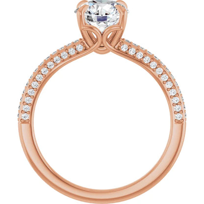 Round Brilliant Rose Gold Pave Lab Diamond Engagement Ring 