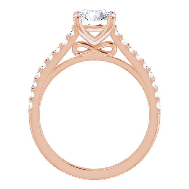 Round Brilliant Rose Gold Pave Style Lab Diamond Engagement Ring 