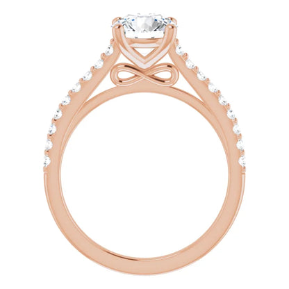 Round Brilliant Rose Gold Pave Style Lab Diamond Engagement Ring 
