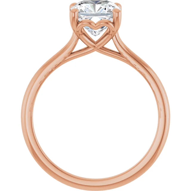 Cushion Rose Gold Four Claw Solitaire Lab Diamond Engagement Ring 