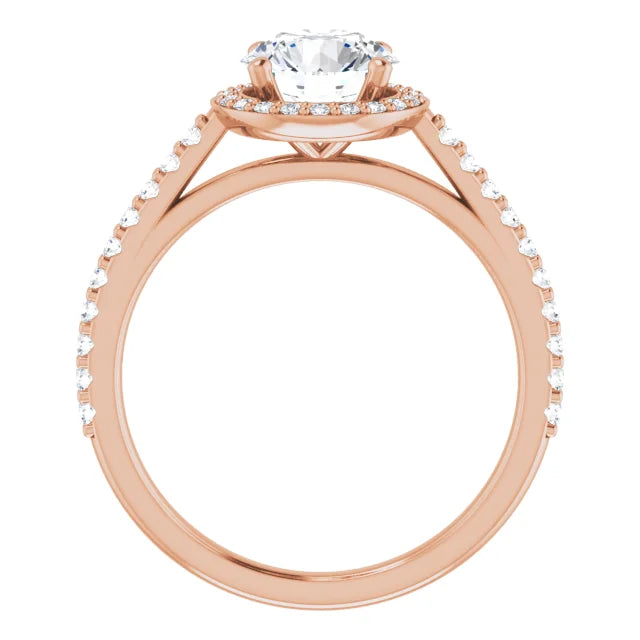 Round Brilliant Rose Gold Halo Lab Diamond Engagement Ring 