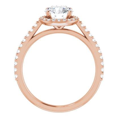 Round Brilliant Rose Gold Halo Lab Diamond Engagement Ring 