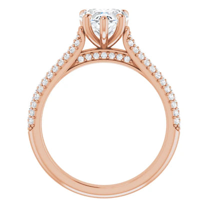 Heart Rose Gold Pave Lab Diamond Engagement Ring 