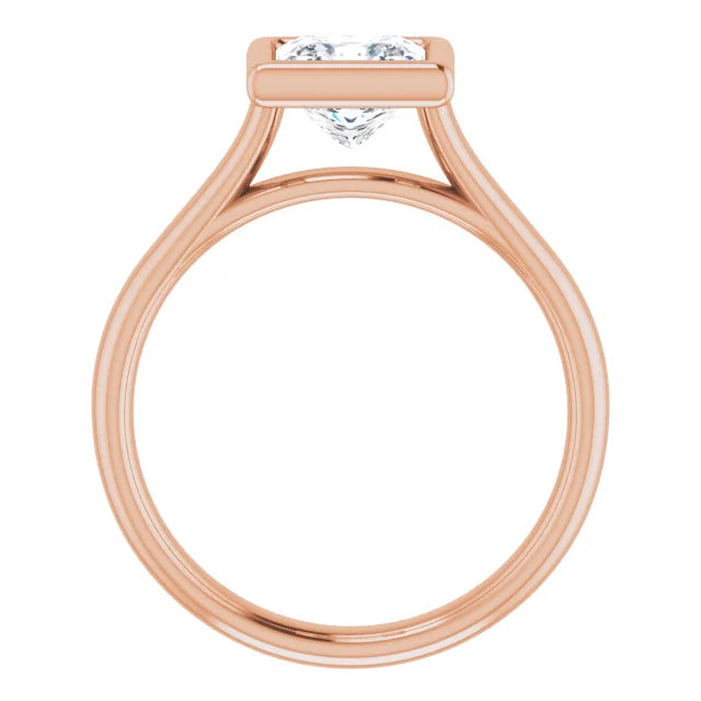 Princess Rose Gold Solitaire Bezel Lab Diamond Engagement Ring