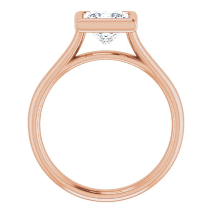 Princess Rose Gold Solitaire Bezel Lab Diamond Engagement Ring