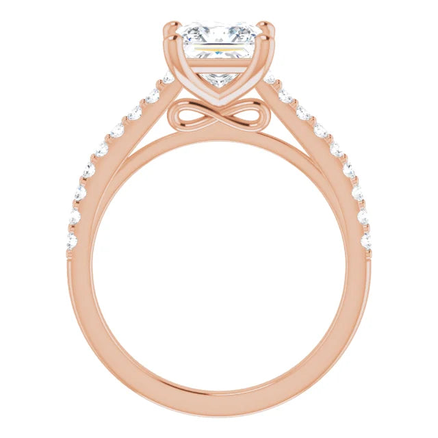 Princess Rose Gold Pave Style Lab Diamond Engagement Ring 