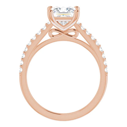 Princess Rose Gold Pave Style Lab Diamond Engagement Ring 