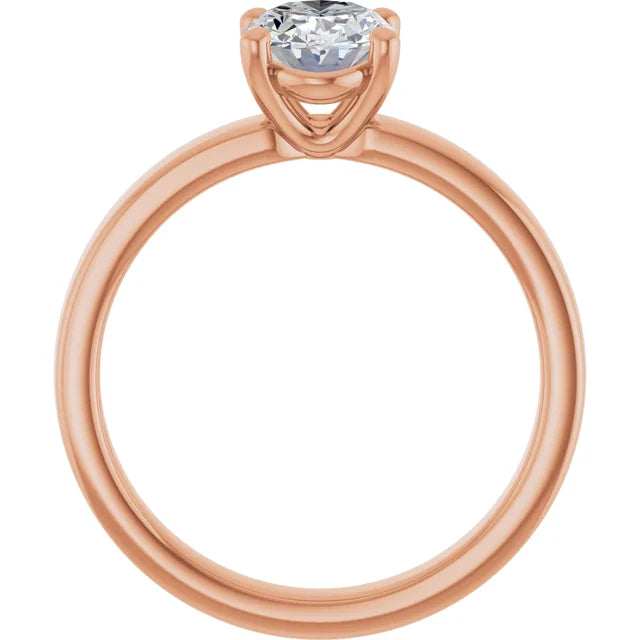 Oval Rose Gold Wide Band Solitaire Engagement Ring