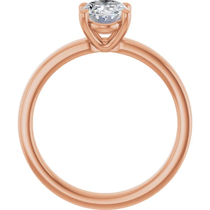 Oval Rose Gold Wide Band Solitaire Engagement Ring