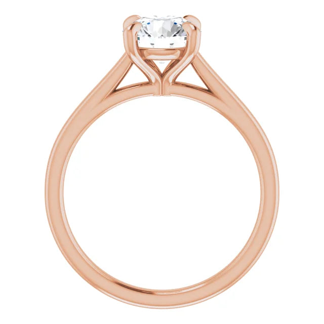 Round Brilliant Rose Gold Four Claw Solitaire Lab Diamond Engagement Ring 