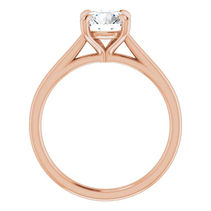 Round Brilliant Rose Gold Four Claw Solitaire Lab Diamond Engagement Ring 