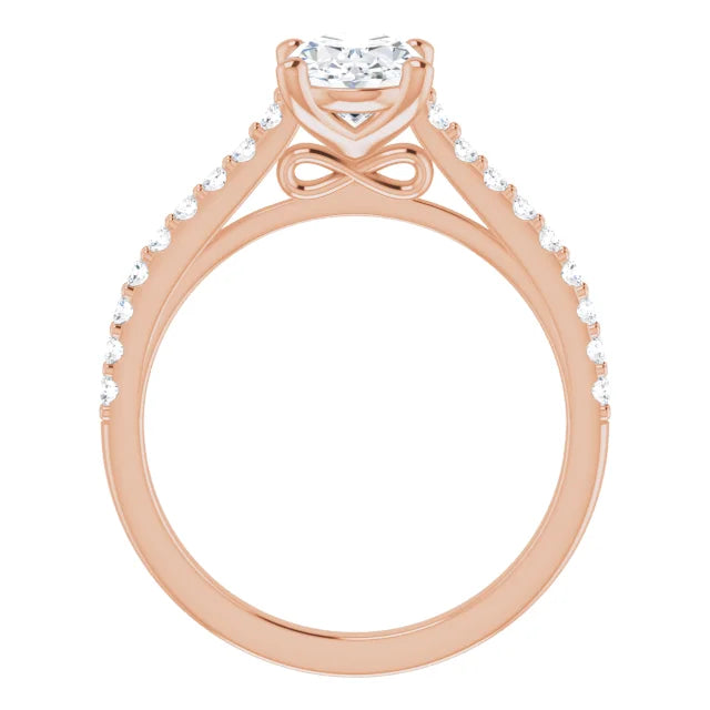 Oval Rose Gold Pave Style Lab Diamond Engagement Ring 