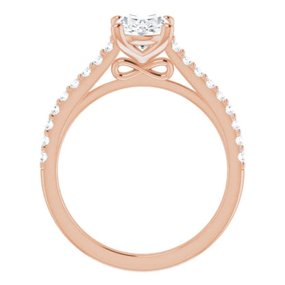 Oval Rose Gold Pave Style Lab Diamond Engagement Ring 