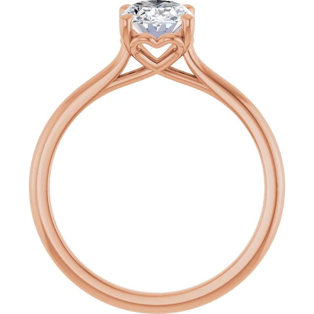 Oval Rose Gold Four Claw Solitaire Lab Diamond Engagement Ring 