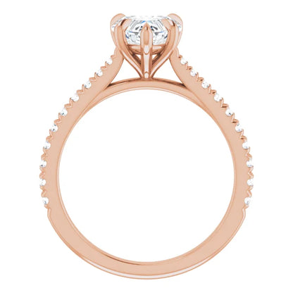 Heart Rose Gold Claw Set Style Engagement Ring