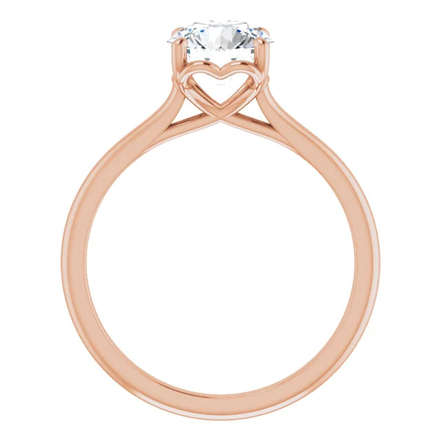 Round Brilliant Rose Gold Four Claw Solitaire Lab Diamond Engagement Ring 