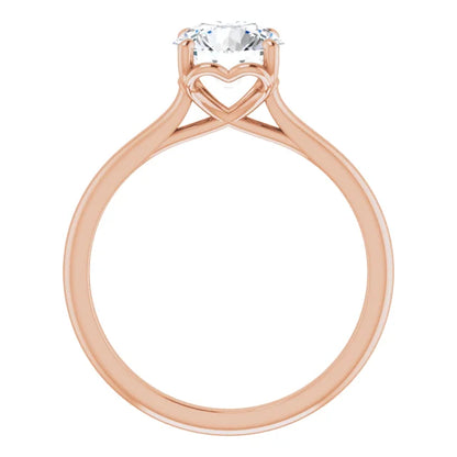 Round Brilliant Rose Gold Four Claw Solitaire Lab Diamond Engagement Ring 