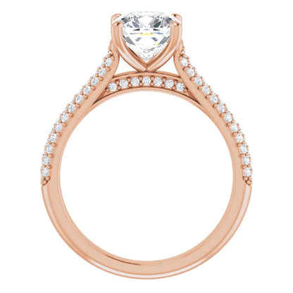 Cushion Rose Gold Pave Lab Diamond Engagement Ring 