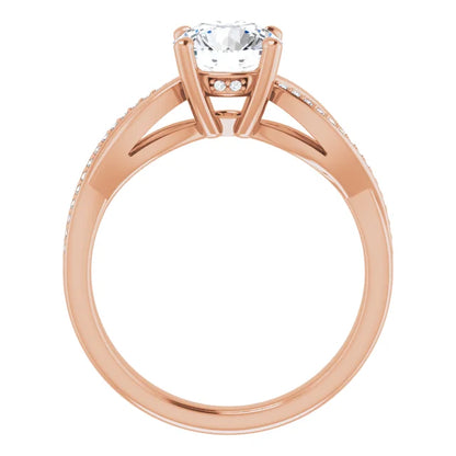 Round Brilliant Rose Gold Claw Set Twist Style Engagement Ring 