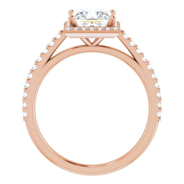 Princess Rose Gold Halo Lab Diamond Engagement Ring 